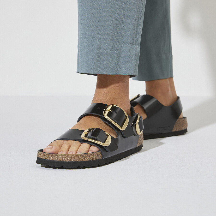 milano big buckle natural leather patent