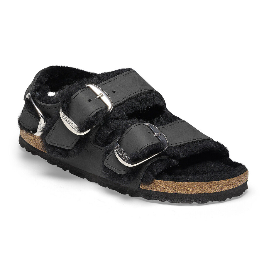 milano big buckle shearling natural leather oiled