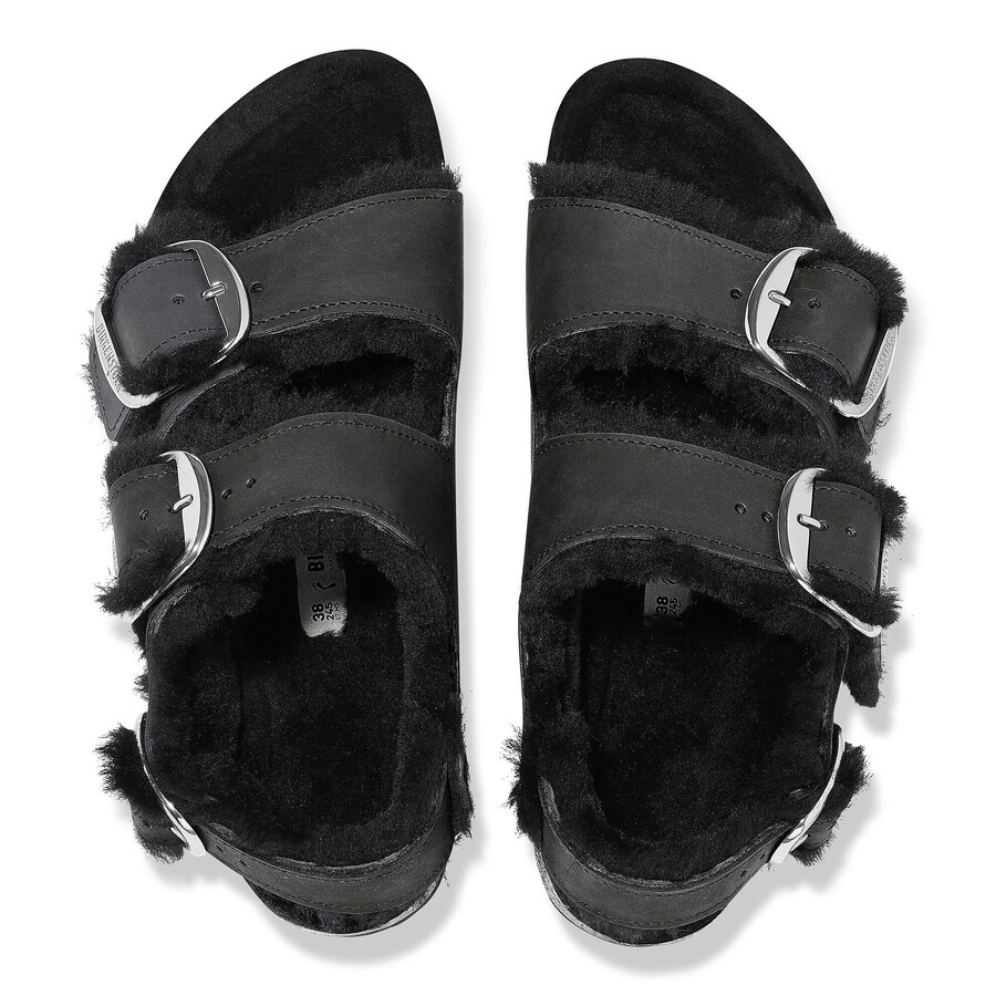 milano big buckle shearling natural leather oiled