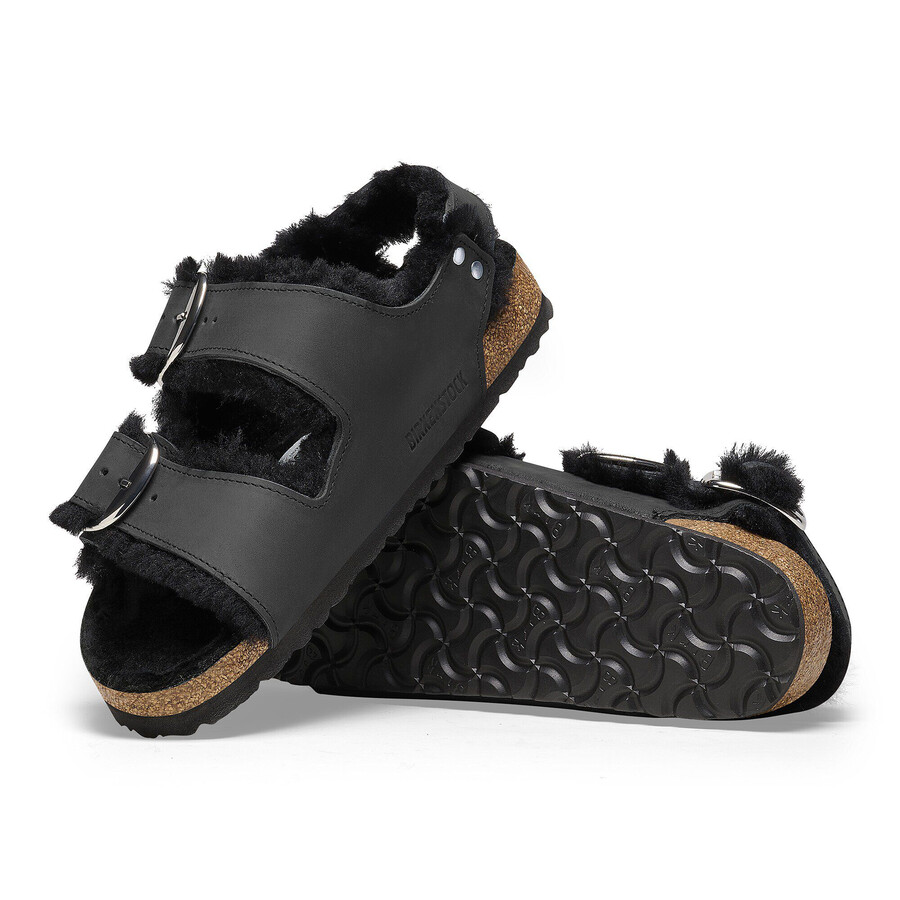 milano big buckle shearling natural leather oiled