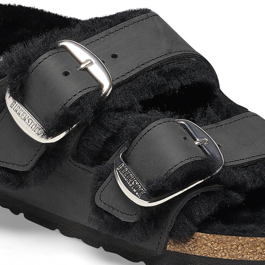 milano big buckle shearling natural leather oiled
