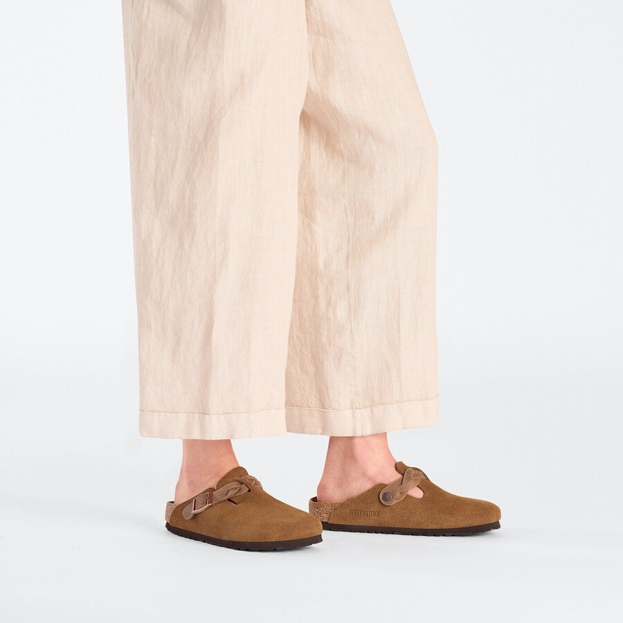 boston braided suede leather