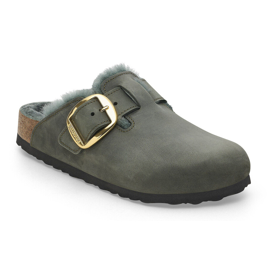 boston big buckle shearling oiled leather thyme