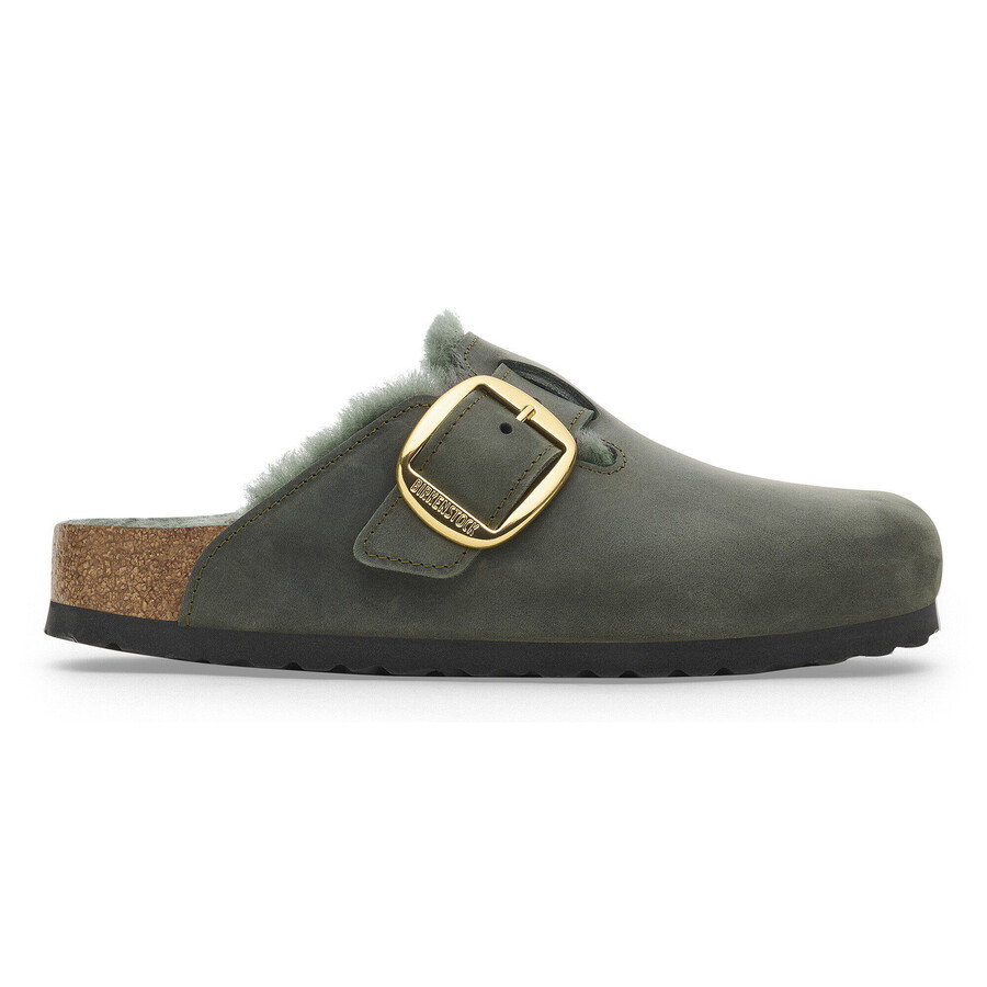 boston big buckle shearling oiled leather thyme