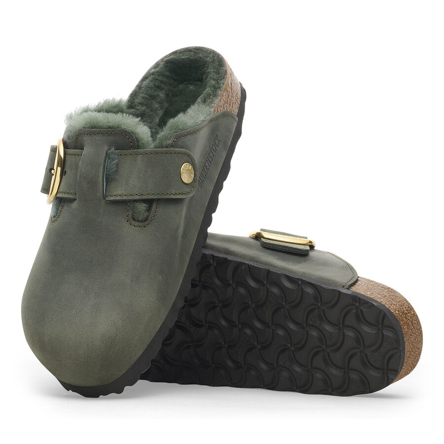 boston big buckle shearling oiled leather thyme