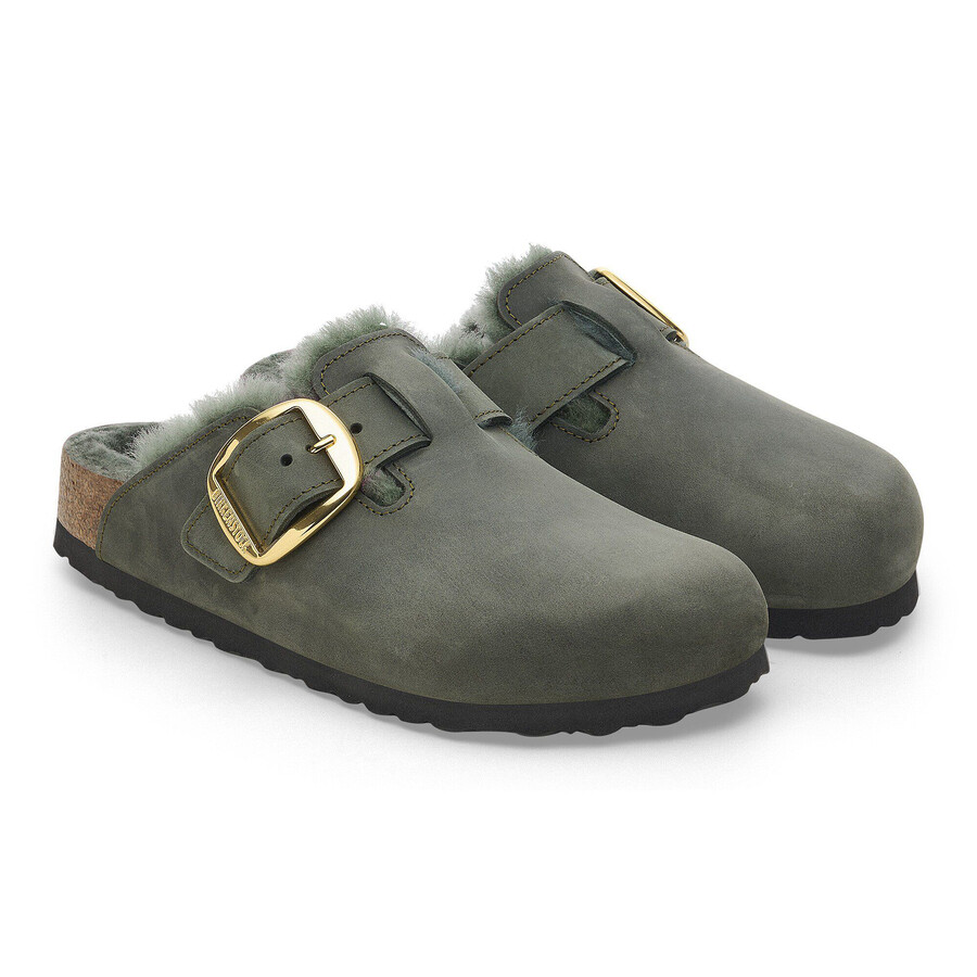 boston big buckle shearling oiled leather thyme