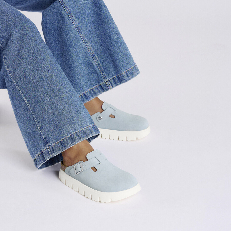 boston chunky suede leather baby blue