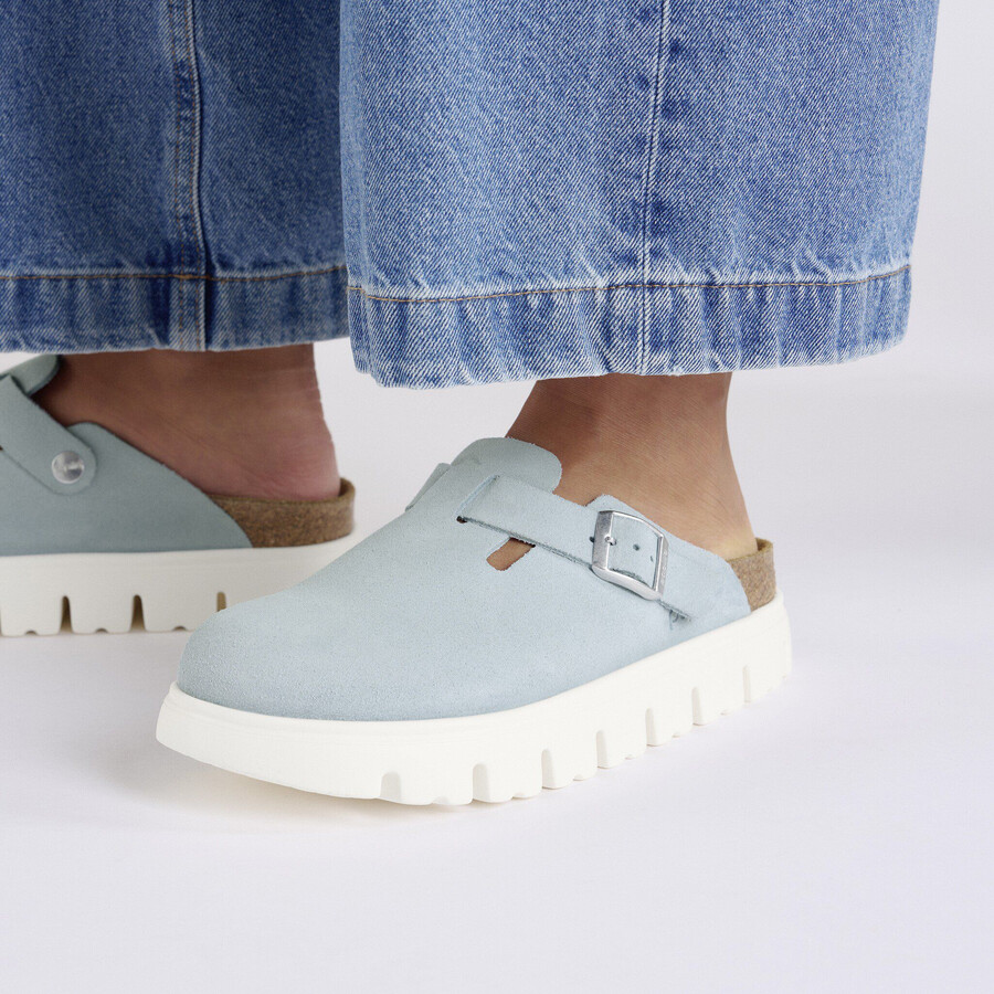 boston chunky suede leather baby blue