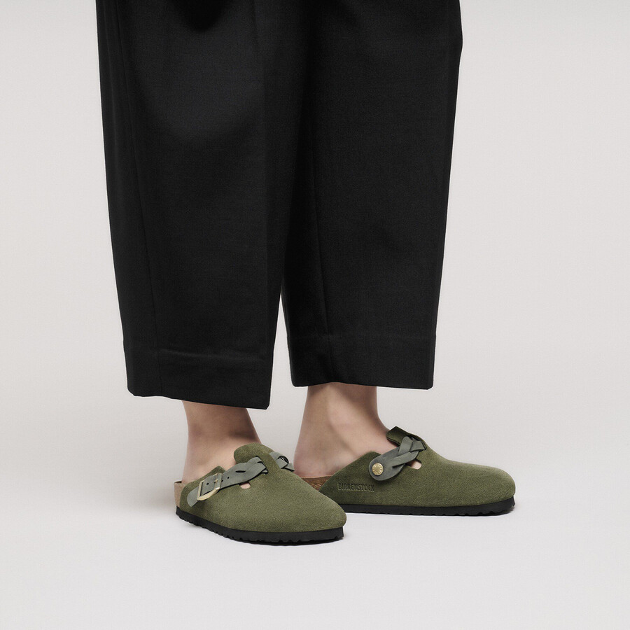 boston braided suede leather