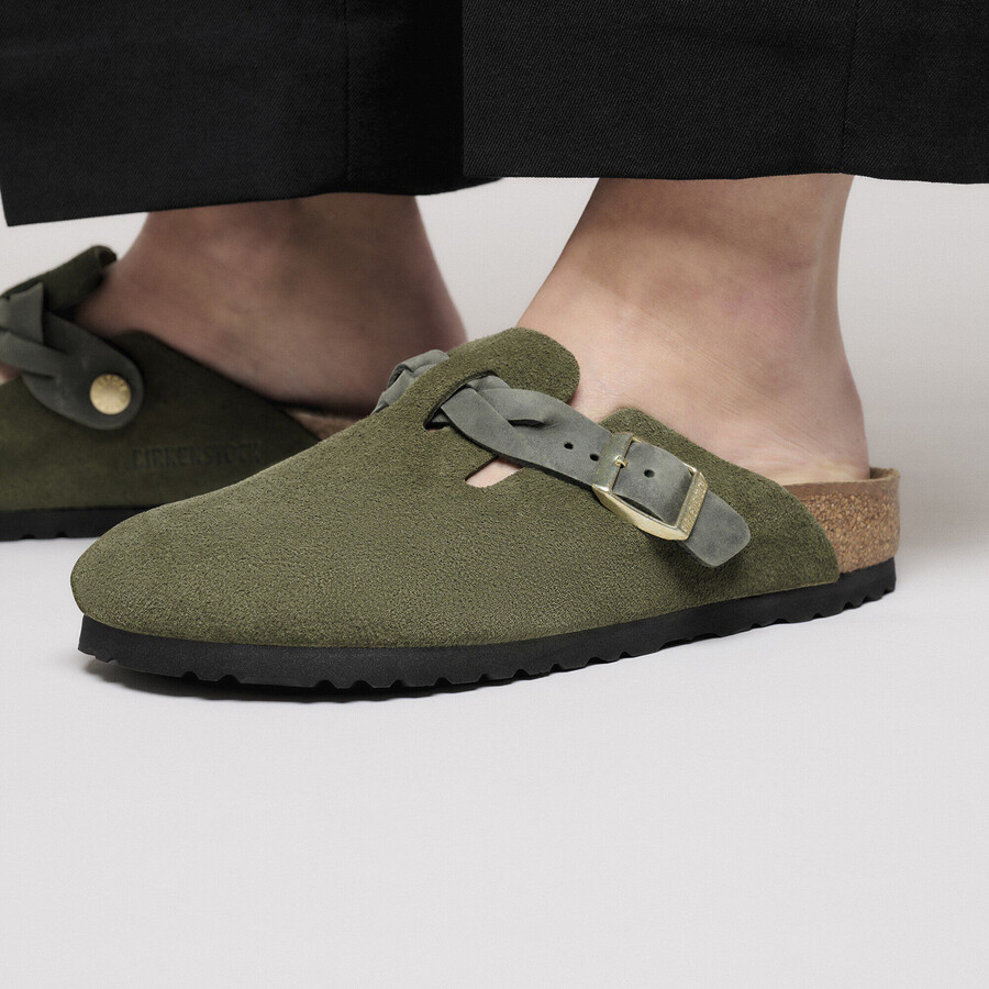 boston braided suede leather