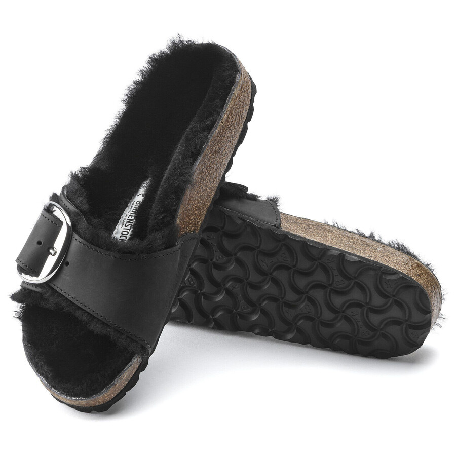 madrid big buckle shearling natural leather oiled