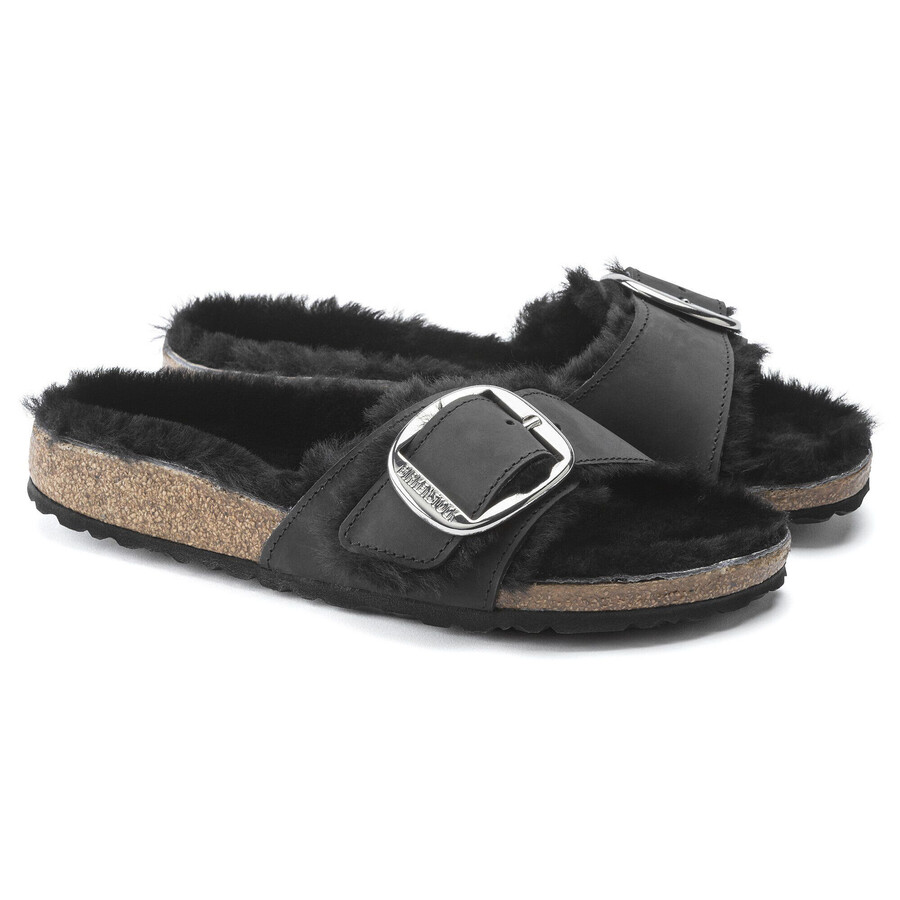 madrid big buckle shearling natural leather oiled