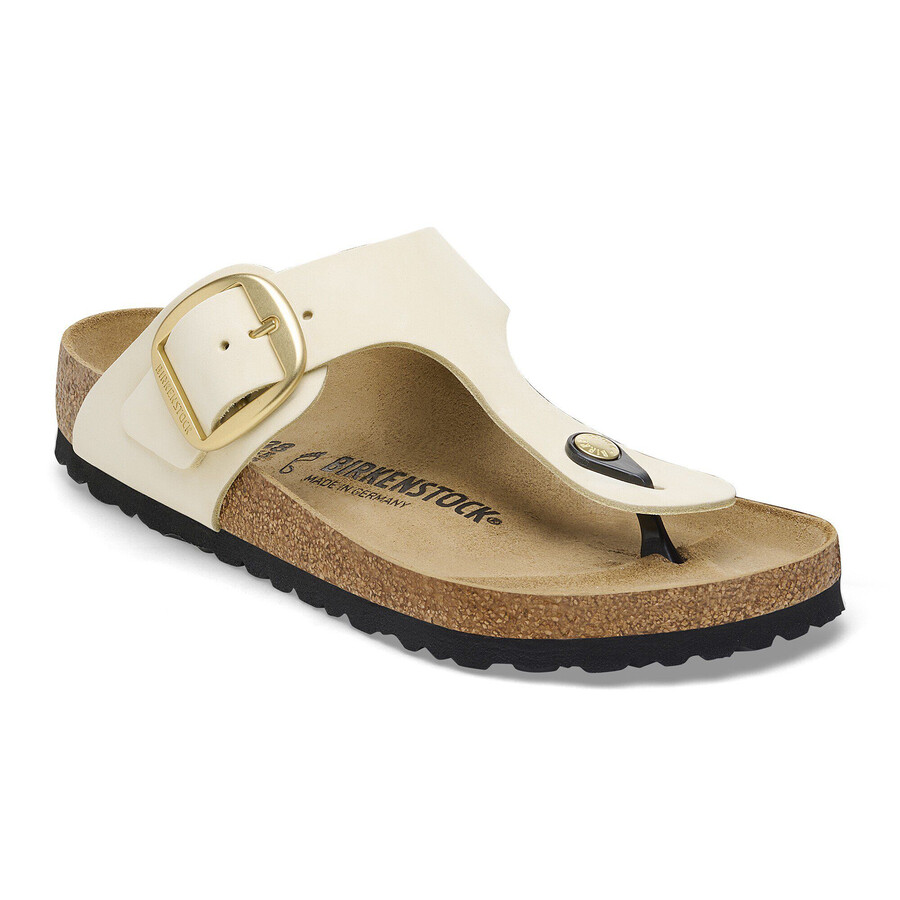 gizeh big buckle nubuck leather ecru