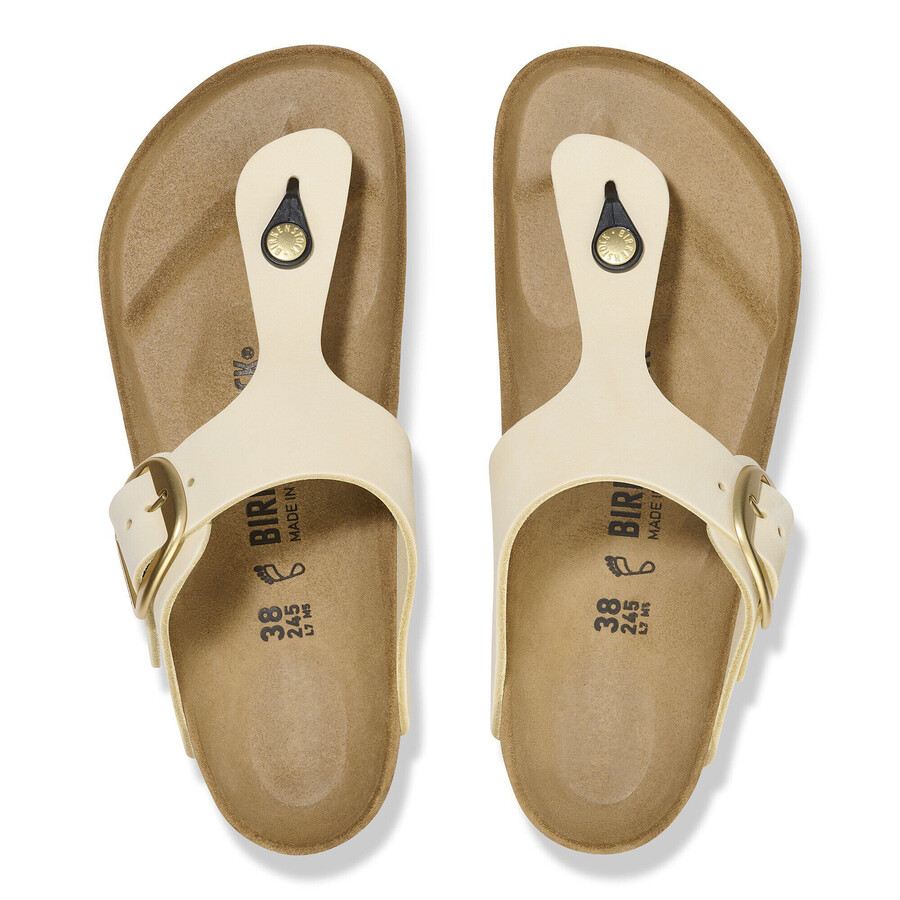 gizeh big buckle nubuck leather ecru
