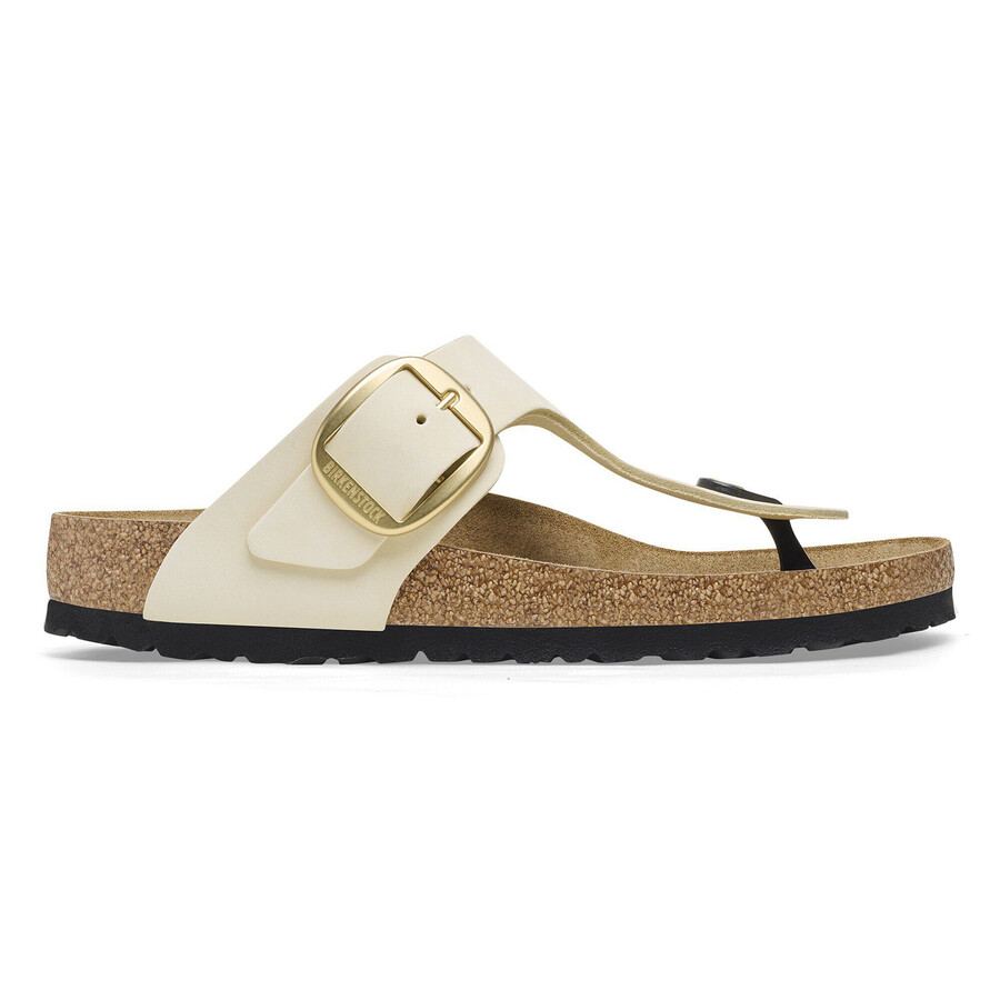 gizeh big buckle nubuck leather ecru