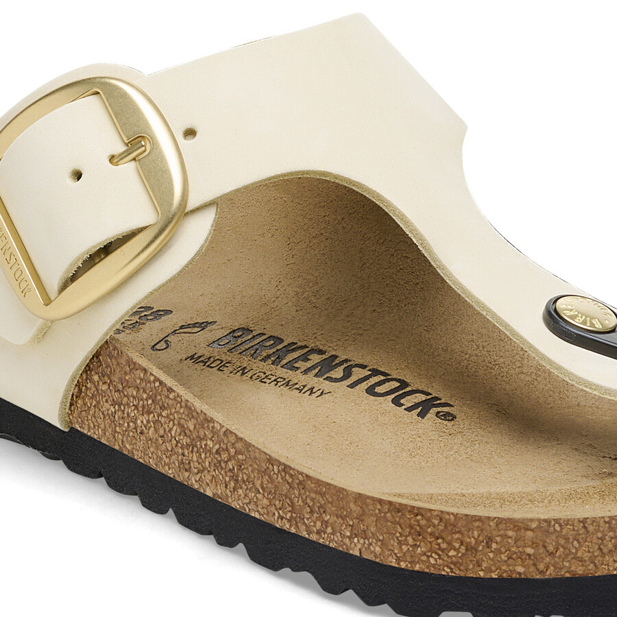 gizeh big buckle nubuck leather ecru