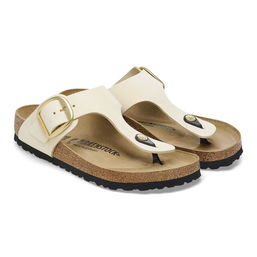 gizeh big buckle nubuck leather ecru