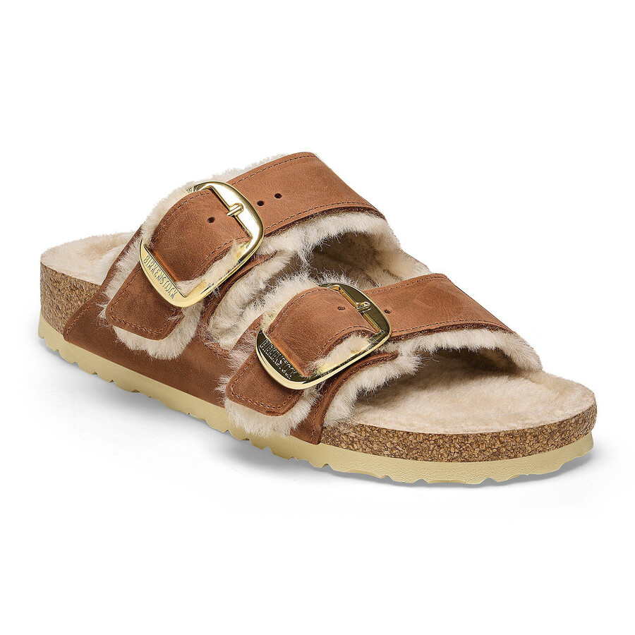 arizona big buckle shearling oiled leather cognac