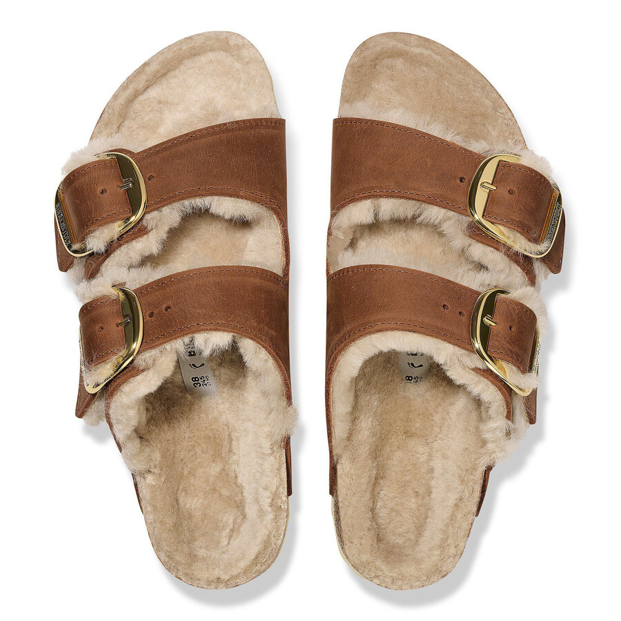 arizona big buckle shearling oiled leather cognac