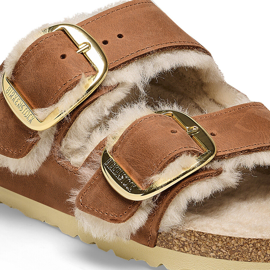 arizona big buckle shearling oiled leather cognac