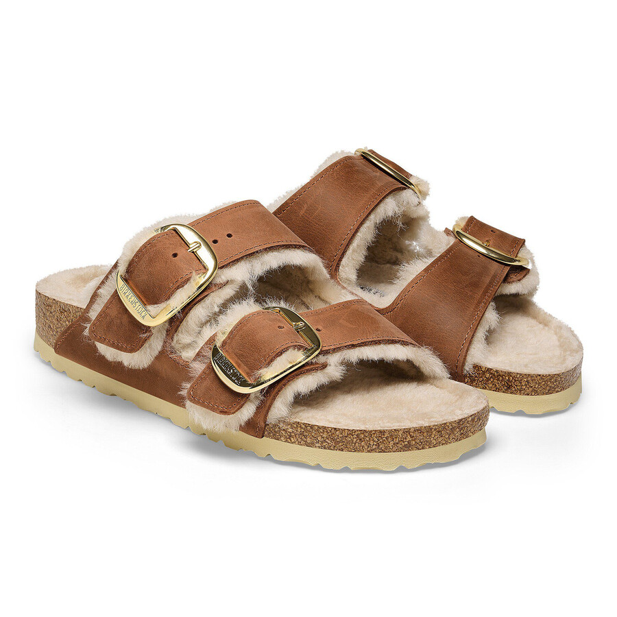 arizona big buckle shearling oiled leather cognac