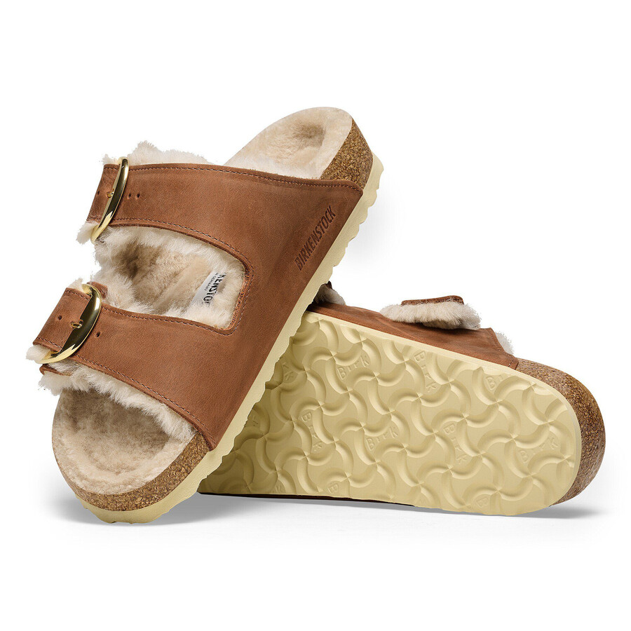 arizona big buckle shearling oiled leather cognac