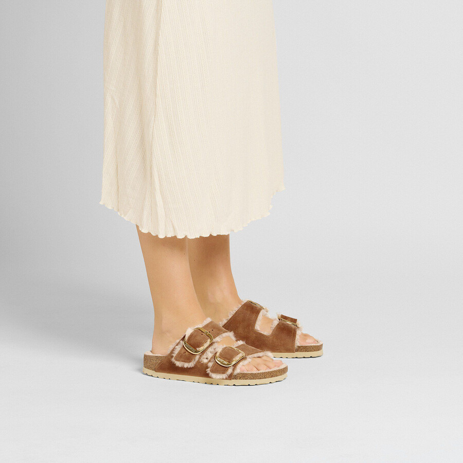 arizona big buckle shearling oiled leather cognac